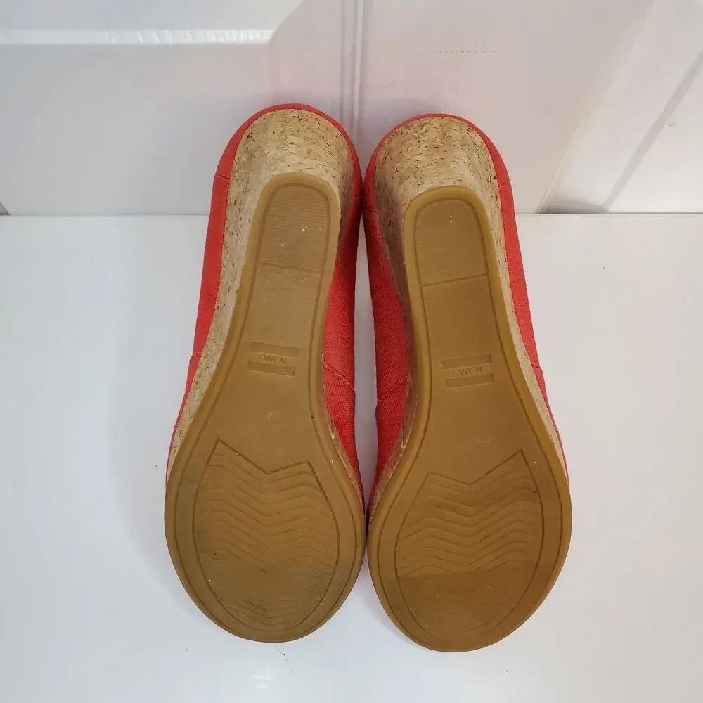 TOMS Michelle Open Toe Wedge Paprika Women's Size 7.5